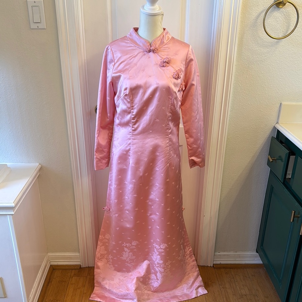 Vintage Elegant Pink Long Dress
